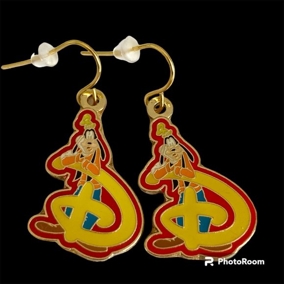 Vintage Disney Goofy Earrings Fab 5 Dog Disneyana Signed Charm Gold Plated - Picture 5 of 9